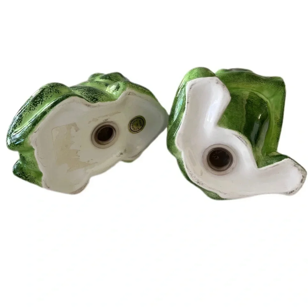 Frog salt & Pepper shaker’s. Has the plug.  No cracks green very cute.